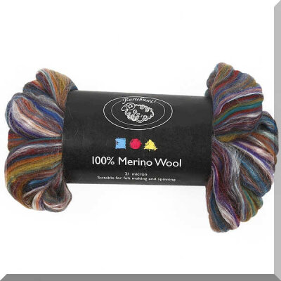 Multicolor-Wolle vom Merino-Schaf, gekämmt