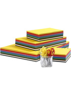 Farbiger Bastelkarton und Kinderscheren, A3+A4+A5+A6, 180 g, 1Set