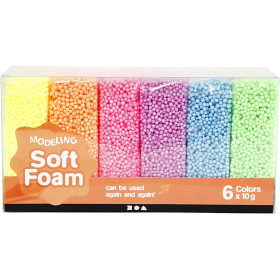 Soft Foam Modelliermasse, 6 verschiedene Farben, 6x10g