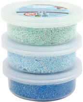 Foam Clay® Sets, Blau, Hellblau, Grün, Metallic-Farbe und Glitter, 3x14g