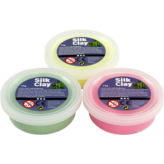 Silk Clay®, Hellgrün, Neongelb, Neonpink