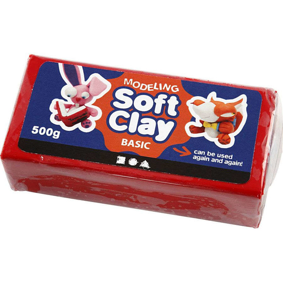 Soft Clay klassische Knetmasse 500g rot