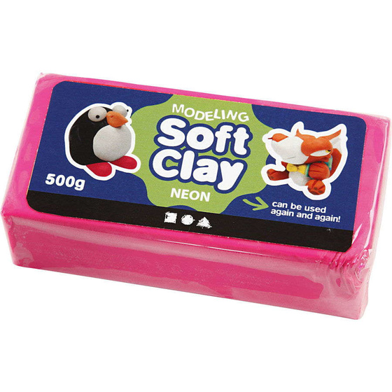 Soft Clay klassische Knetmasse 500g neonpink