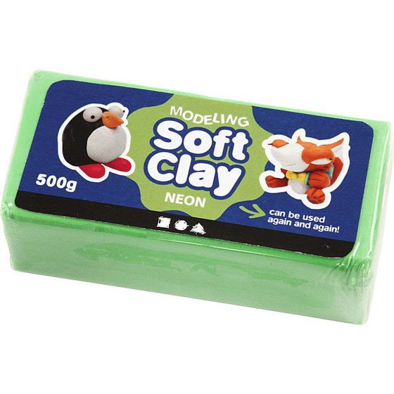 Soft Clay klassische Knetmasse 500g neongrn