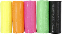 Soft Clay Knetmasse Set 5 verschiedene Neonfarben