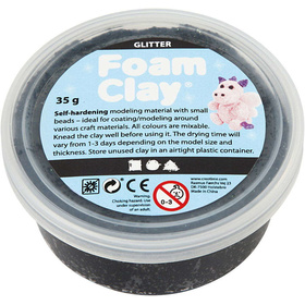 Foam Clay® , Schwarz, Glitter, 35g