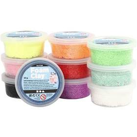 Foam Clay® - Sortiment, Sortierte Farben, Glitter, 10x35g