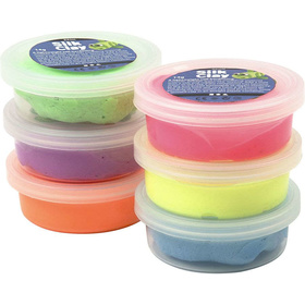 Silk Clay® - Sortiment, sortierte Farben, Neonfarben, 6x14g