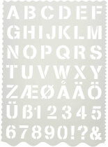 Schablone, 21x29 cm, H 2,6 cm, Buchstaben und Zahlen