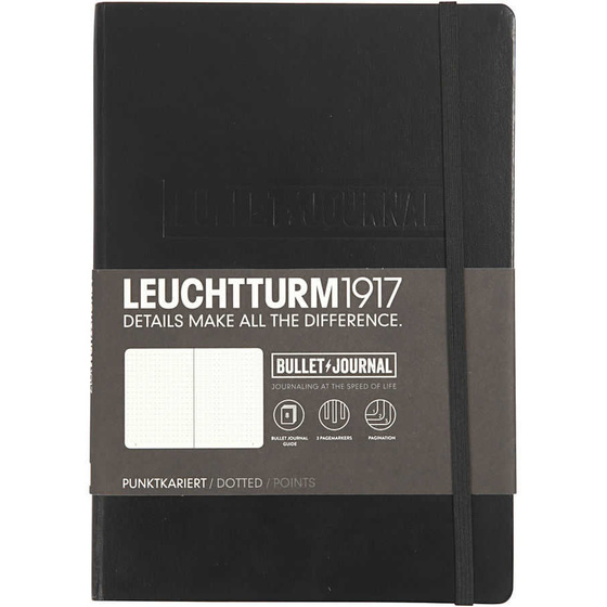 Notizbuch - Bullet Journal, A5 14x21 cm, Stärke: 2 cm, Schwarz