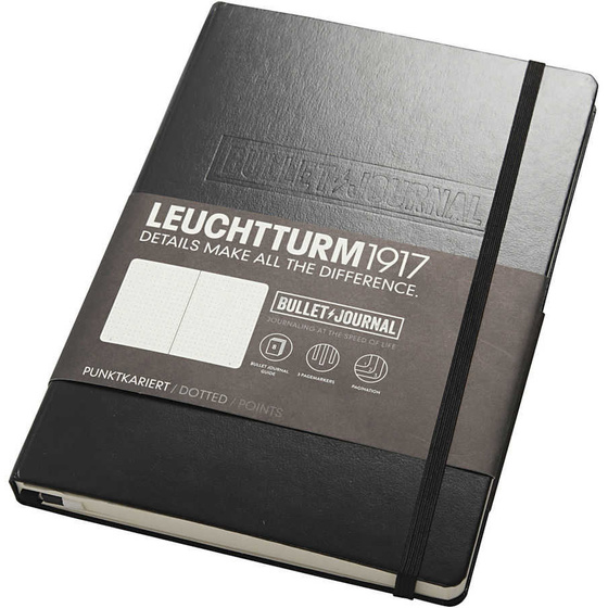 Notizbuch - Bullet Journal, A5 14x21 cm, Stärke: 2 cm, Schwarz