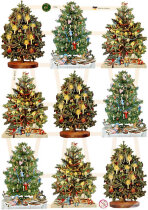Vintage-Glanzbilder, Weihnachtsbaum