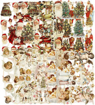 Vintage-Glanzbilder, Weihnachten, 30Bl. sort.