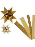Papierstreifen für Fröbelsterne, 15+25 mm, 6,5+11,5 cm, Gold, Glitter und Lack, 40Streifen