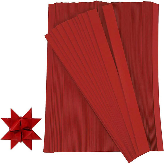 Papierstreifen fr Frbelsterne,  Rot, 500 Streifen, L 45 cm