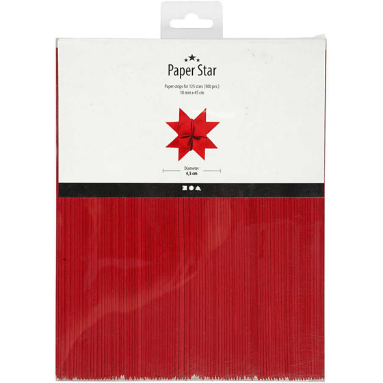 Papierstreifen fr Frbelsterne,  Rot, 500 Streifen, L 45 cm