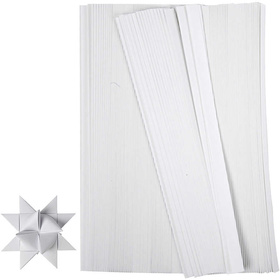 Papierstreifen für Fröbelsterne,  Weiß, 500 Streifen, L 45 cm