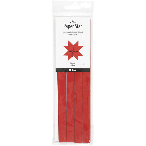 Papierstreifen für Fröbelsterne,  Rot, 100 Streifen