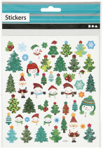Fancy Glitzer Sticker, Weihnachtsbaum und Schneemann