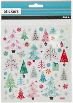 Fancy Glitzer Sticker, Weihnachtsbäume
