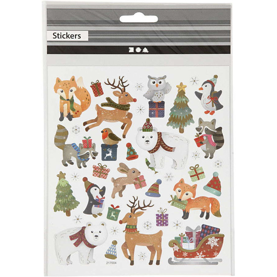 Sticker mit weihnachtlichen Tiermotiven