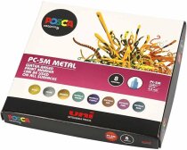 Uni Posca Marker, 2,5 mm, Metallic-Farben, Medium, 8...