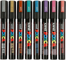 Uni Posca Marker, 2,5 mm, Metallic-Farben, Medium, 8 Stück