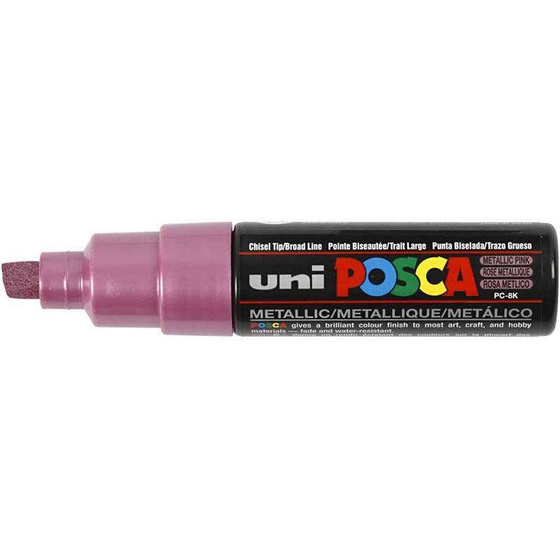 Uni Posca Marker, 8 mm, Rosa metallic, breit