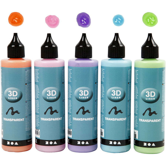 3D Liner - Sortiment, Transparente Farben, 5 Stck