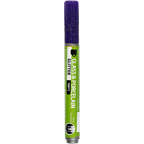 Glas- und Porzellanmalstift, 2-4 mm, Violett, Glitzer - halbdeckend