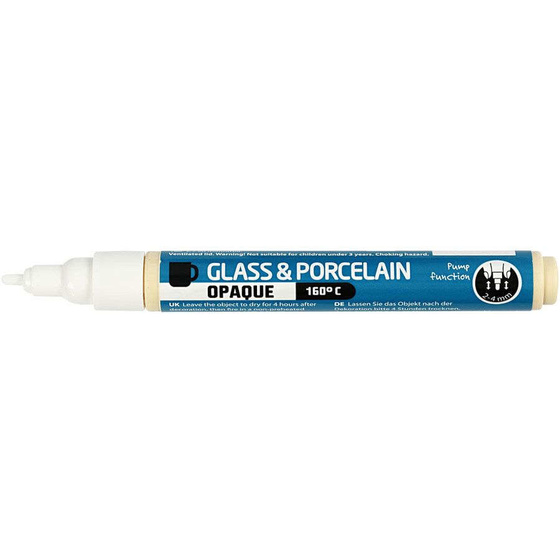 Glas- und Porzellanmalstift, 2-4 mm, Weiß, deckend