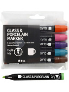 Glas- und Porzellanmalstifte, 1-3 mm, Zusätzliche Farben, halbdeckend, 6 Stück