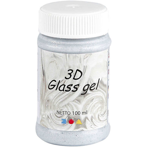 3D Glas-Gel, Silber, Glitzer-Effekt, 100ml