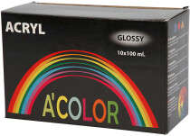 A-Color Acrylfarbe, Sortierte Farben, 01 - Glänzend, 10x100ml
