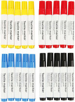 Textil-Marker, 1-3 mm, Blau, Gelb, Rot, Schwarz