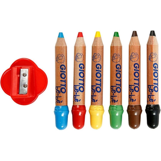 Buntstifte, 6 mm, D: 13 mm, Sortierte Farben, 6 Stück, L 10,5 cm