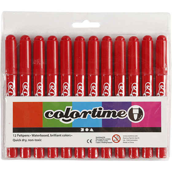 Colortime Filzstifte, 5 mm, Rot, 12 Stück