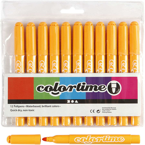 Colortime Filzstifte, 5 mm, Warm gelb, 12 Stück