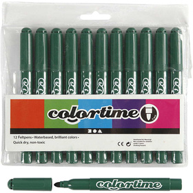 Colortime Filzstifte, 5 mm, Grün, 12 Stück