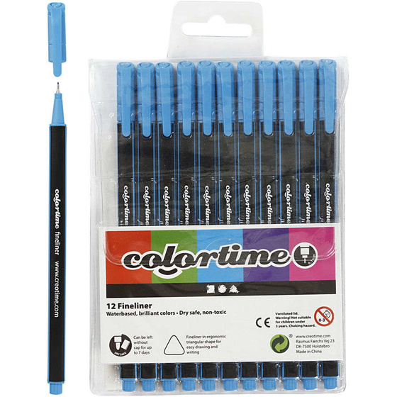 Colortime Fineliner, 0,6-0,7 mm, Hellblau, 12 Stck