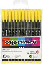Colortime Fineliner, 0,6-0,7 mm, Gelb, 12 Stück
