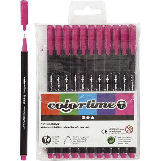 Colortime Fineliner, 0,6-0,7 mm, Zyklam, 12 Stück