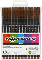 Colortime Fineliner, 0,6-0,7 mm, Braun, 12 Stück