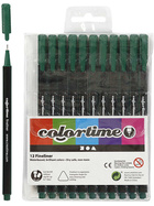 Colortime Fineliner, 0,6-0,7 mm, Dunkelgrn, 12 Stck