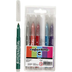 Colortime Glitter Marker, 4,2 mm, Sortierte Farben, 6 Stück
