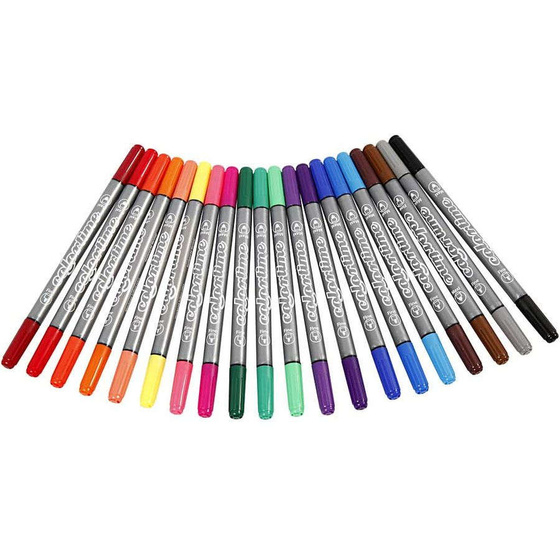 Colortime Dual-Filzstifte, 2,3+3,6 mm, Standard-Farben, 20 Stück