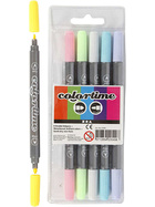 Colortime Doppel-Filzstifte, 2,3+3,6 mm, Pastellfarben, 6 Stück