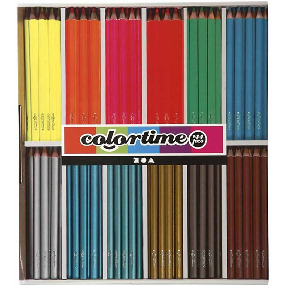 Colortime Buntstifte, Mine: 4 mm, Sortierte Farben, Neon+Metallic, 144 Stück