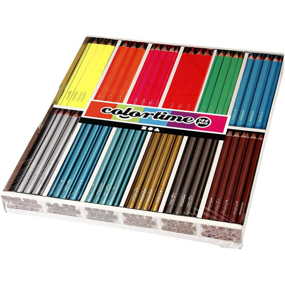 Colortime Buntstifte, Mine: 3 mm, Metallic-Farben, Neonfarben, 144 Stück