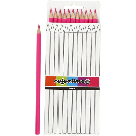 Colortime Buntstifte, Mine: 3 mm, L 17 cm, Pink, Basic, 12 Stück
